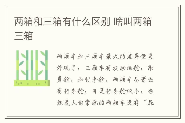 两箱和三箱有什么区别 啥叫两箱三箱