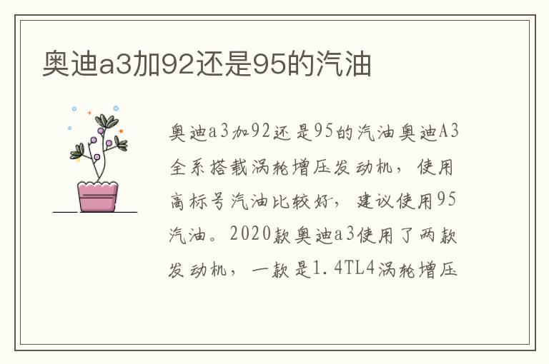 奥迪a3加92还是95的汽油