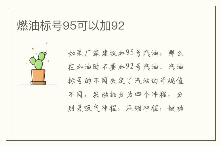 燃油标号95可以加92