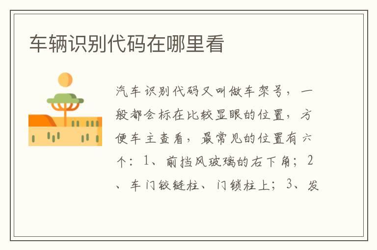 车辆识别代码在哪里看