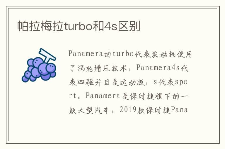 帕拉梅拉turbo和4s区别
