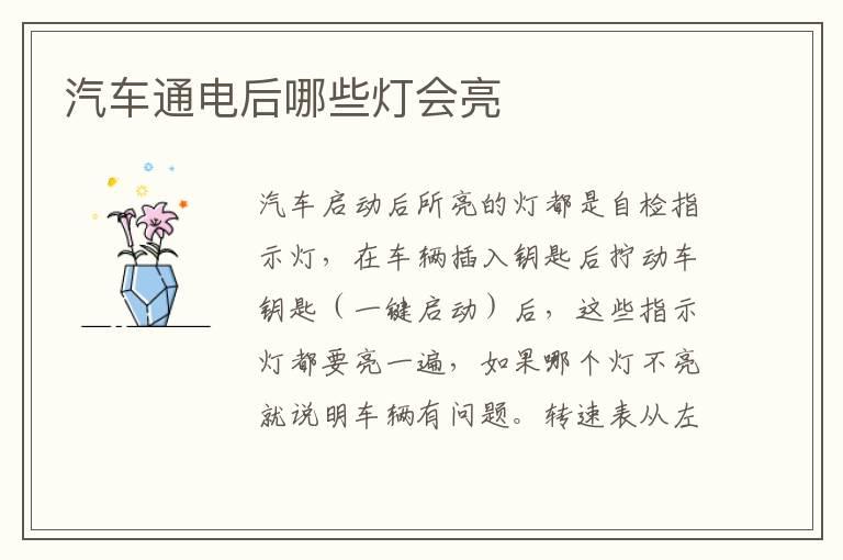 汽车通电后哪些灯会亮