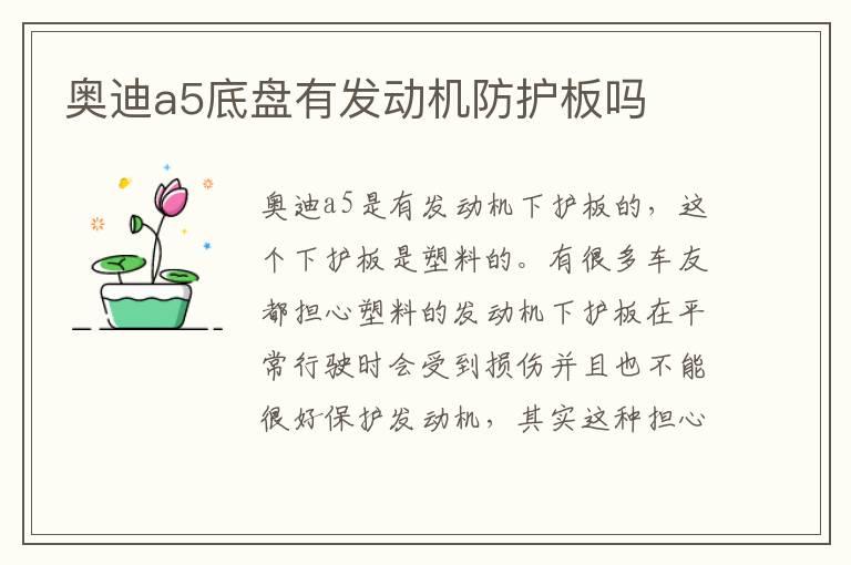 奥迪a5底盘有发动机防护板吗