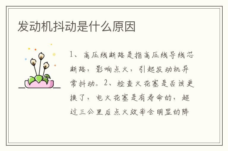 发动机抖动是什么原因