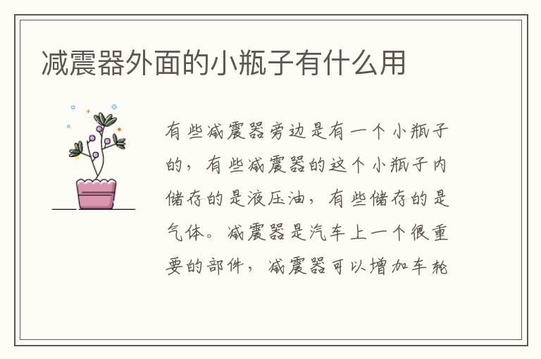 减震器外面的小瓶子有什么用