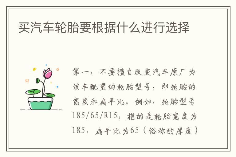 买汽车轮胎要根据什么进行选择