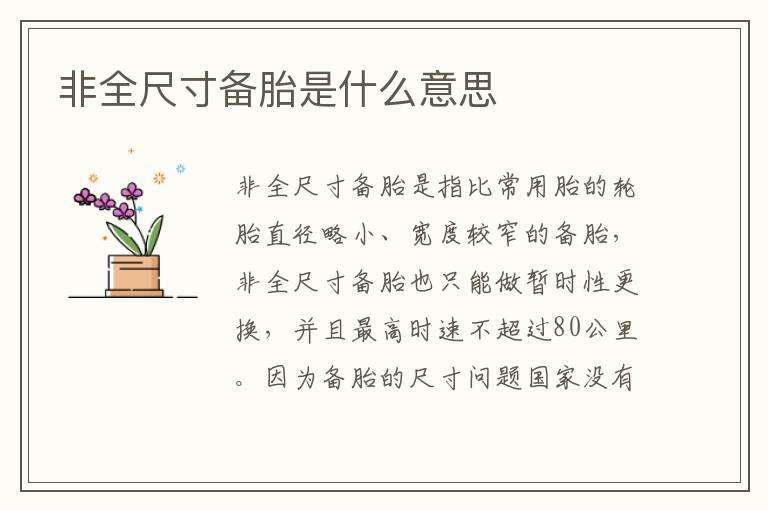 非全尺寸备胎是什么意思