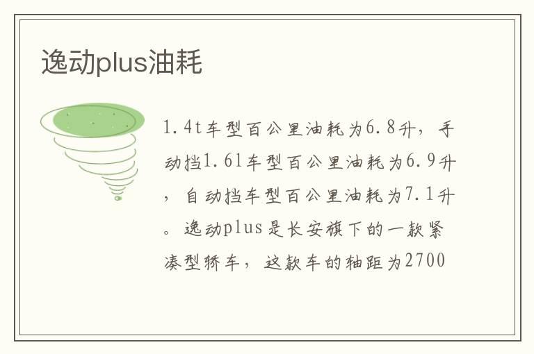 逸动plus油耗