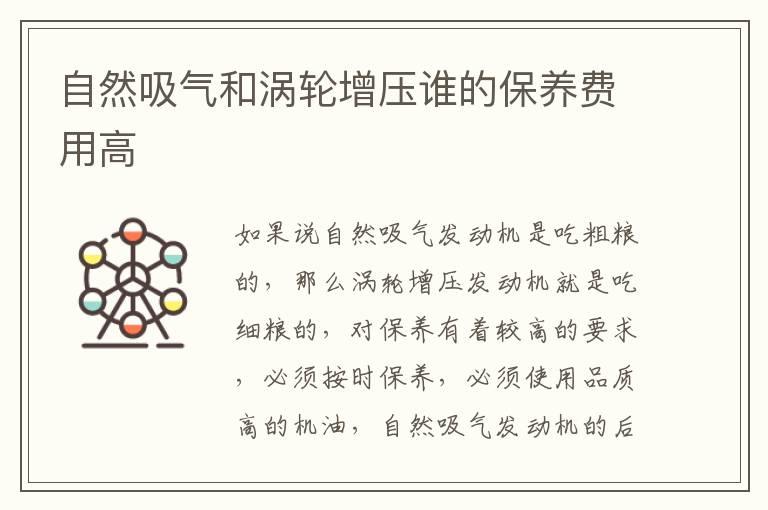 自然吸气和涡轮增压谁的保养费用高