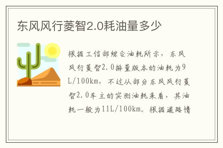 东风风行菱智2.0耗油量多少