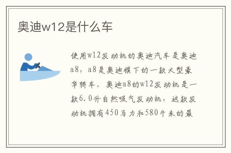 奥迪w12是什么车