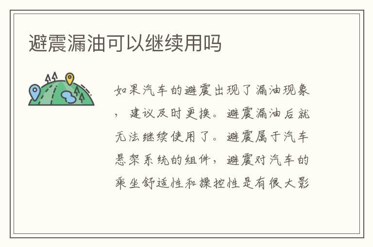 避震漏油可以继续用吗