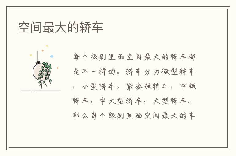 空间最大的轿车