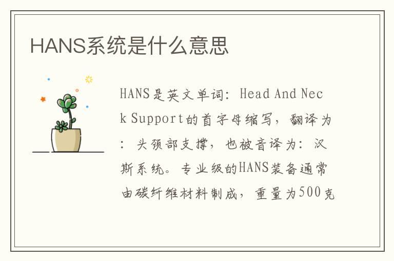 HANS系统是什么意思