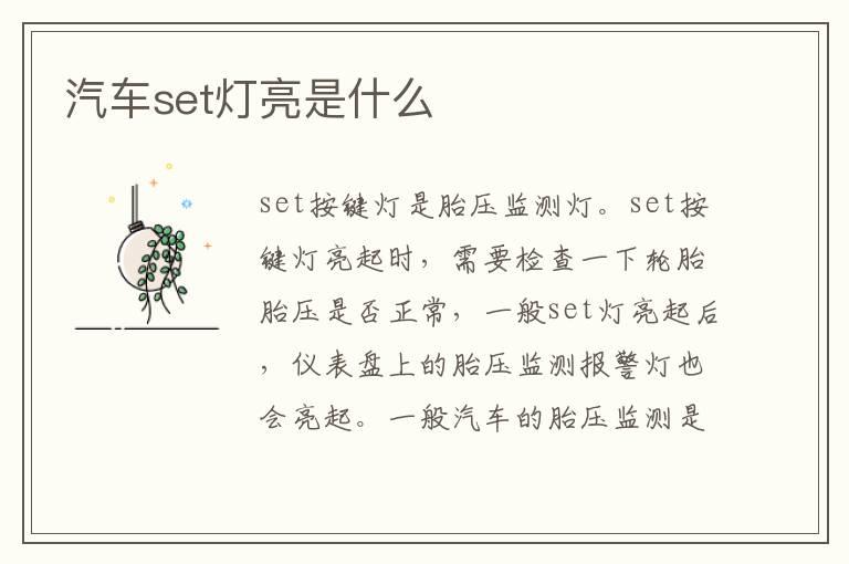 汽车set灯亮是什么