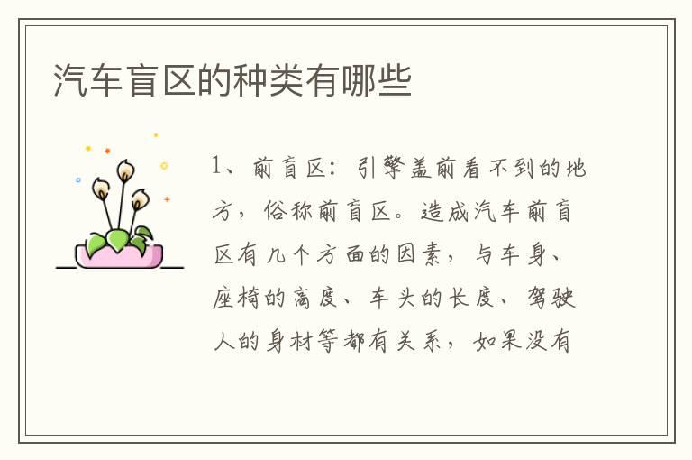 汽车盲区的种类有哪些