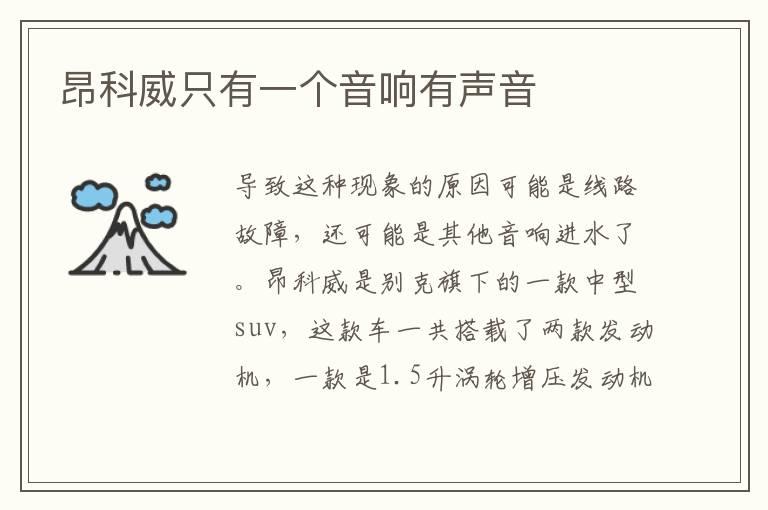 昂科威只有一个音响有声音