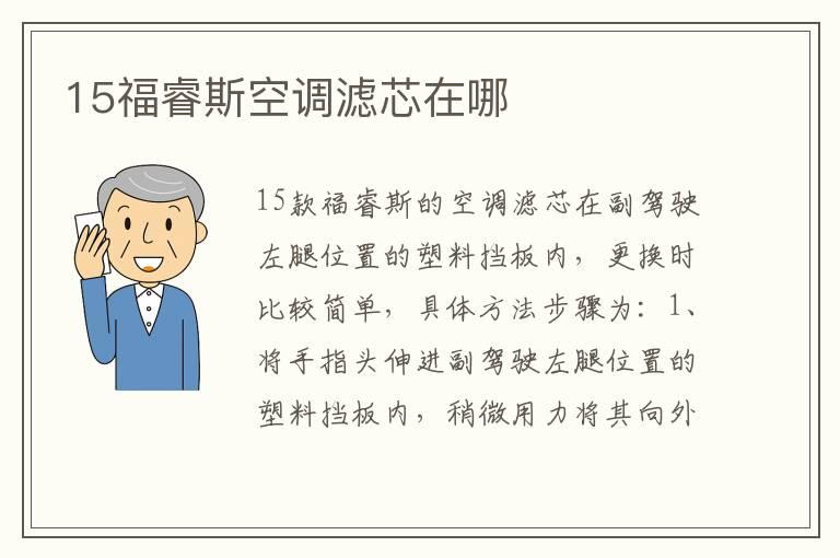 15福睿斯空调滤芯在哪