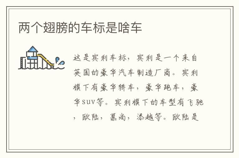 两个翅膀的车标是啥车