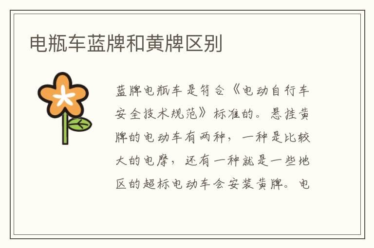 电瓶车蓝牌和黄牌区别