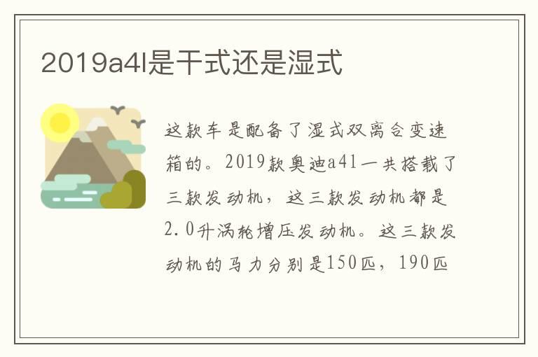 2019a4l是干式还是湿式