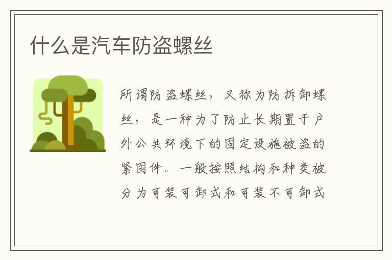 什么是汽车防盗螺丝