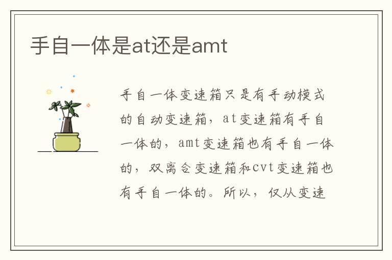 手自一体是at还是amt