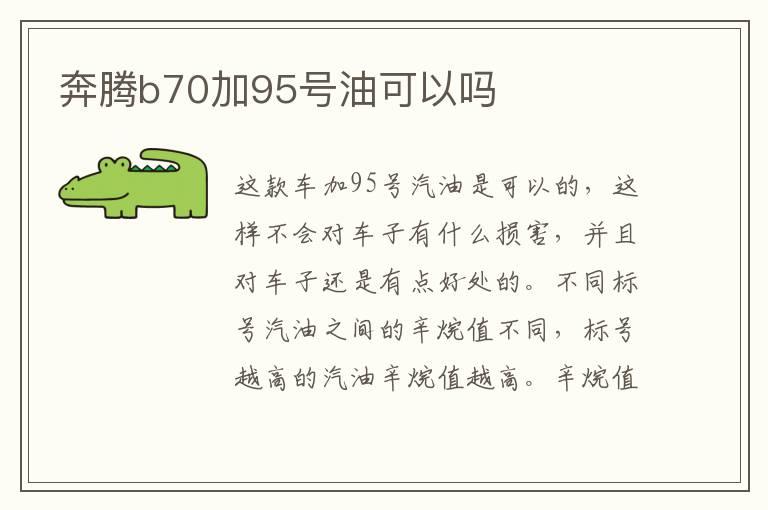 奔腾b70加95号油可以吗