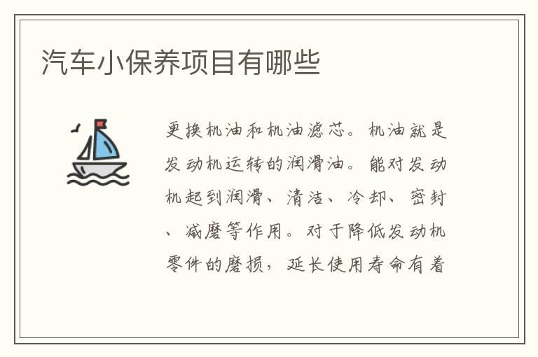 汽车小保养项目有哪些