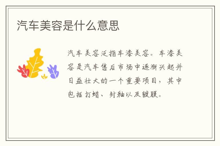 汽车美容是什么意思