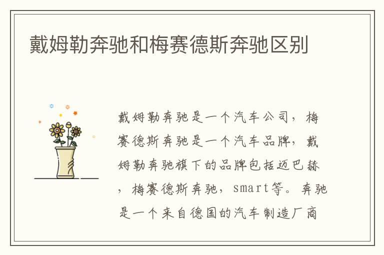 戴姆勒奔驰和梅赛德斯奔驰区别