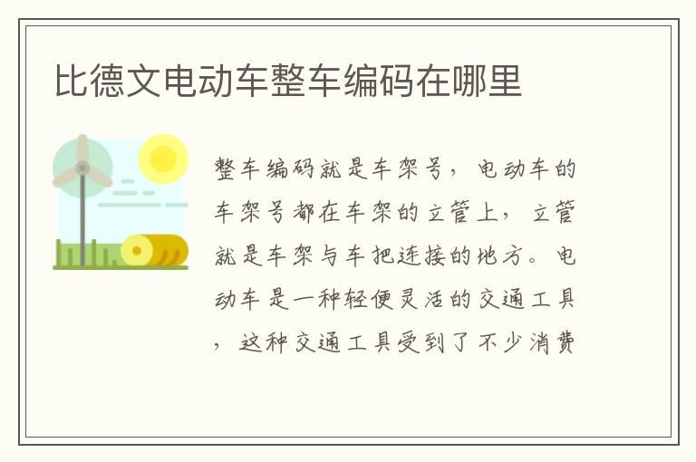 比德文电动车整车编码在哪里