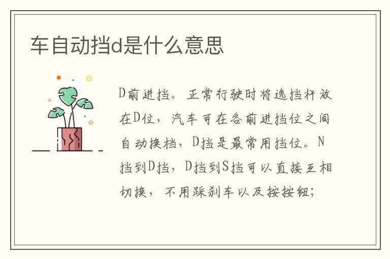 车自动挡d是什么意思