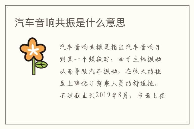 汽车音响共振是什么意思