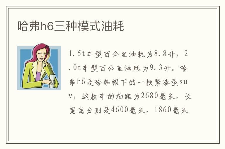 哈弗h6三种模式油耗