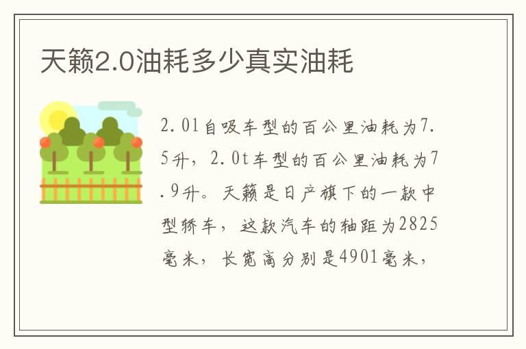 天籁2.0油耗多少真实油耗