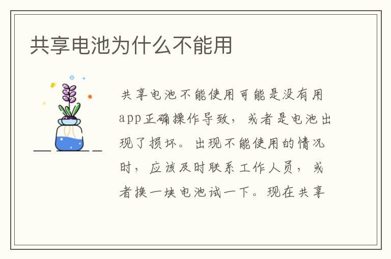 共享电池为什么不能用
