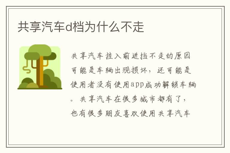 共享汽车d档为什么不走