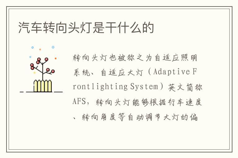 汽车转向头灯是干什么的