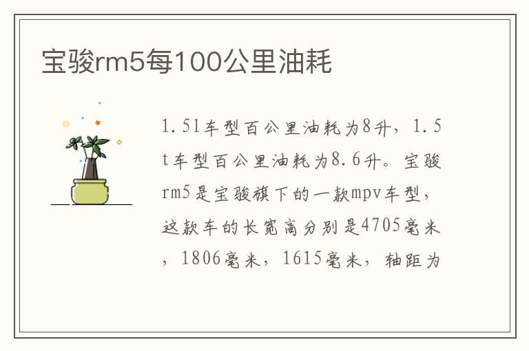 宝骏rm5每100公里油耗