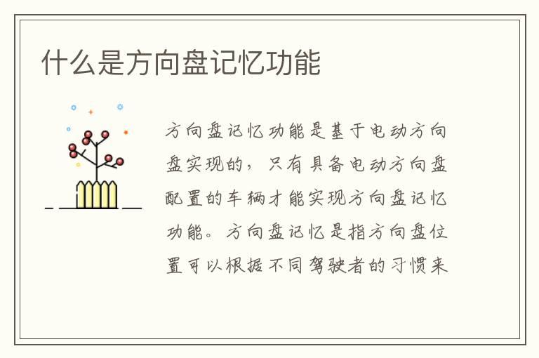 什么是方向盘记忆功能