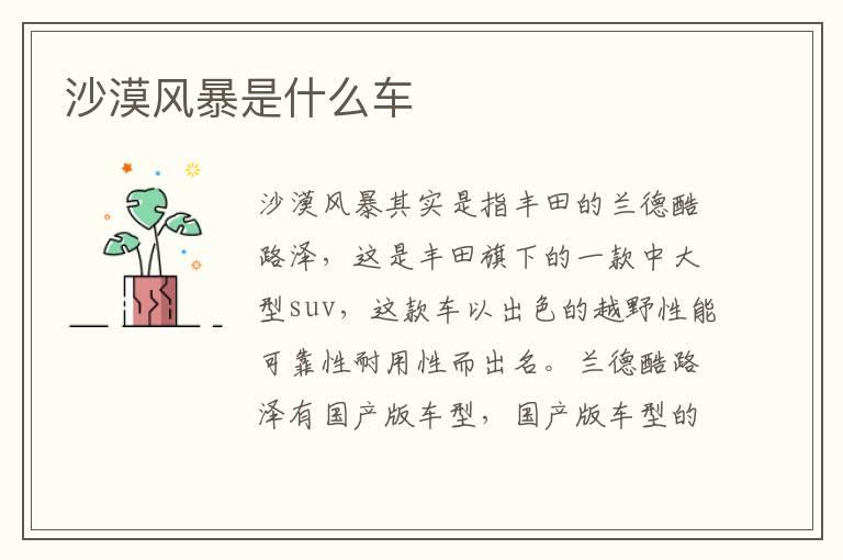 沙漠风暴是什么车