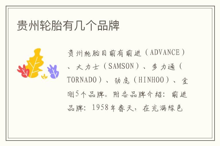 贵州轮胎有几个品牌
