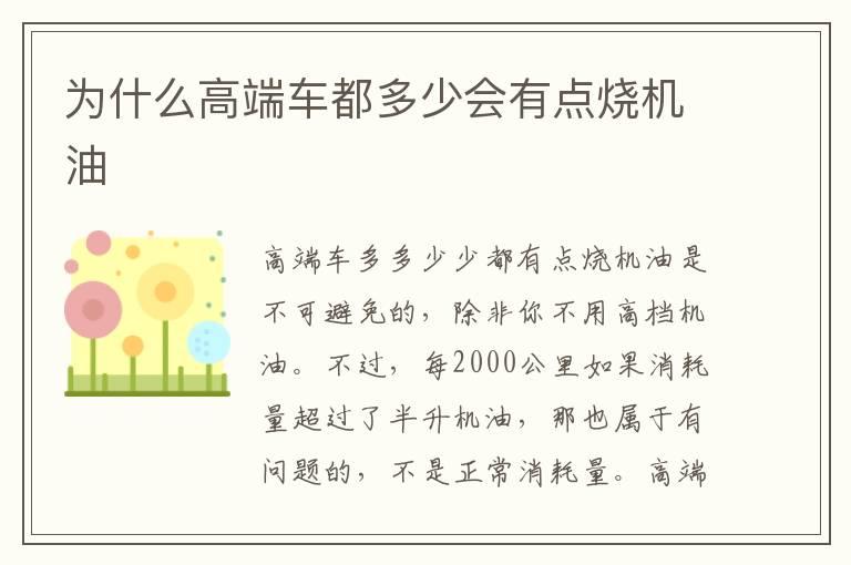 为什么高端车都多少会有点烧机油