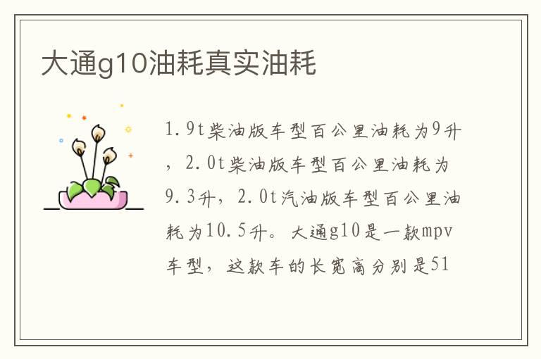 大通g10油耗真实油耗
