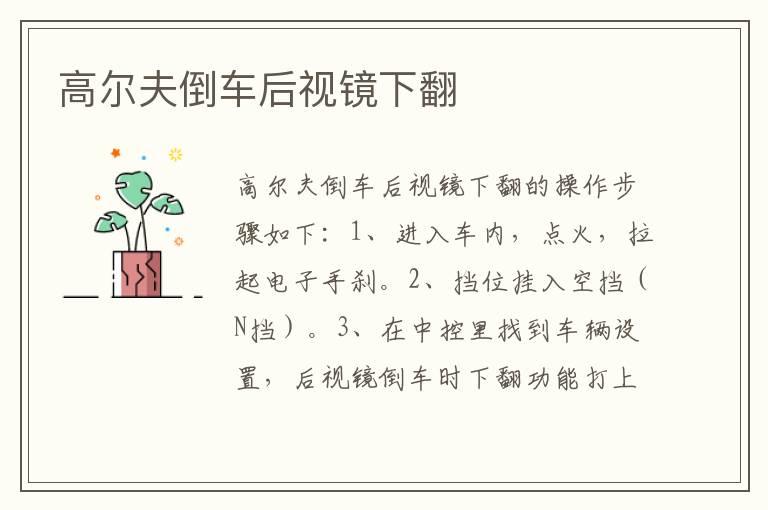 高尔夫倒车后视镜下翻