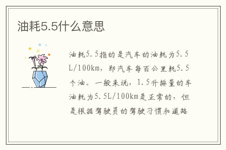 油耗5.5什么意思
