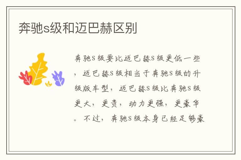 奔驰s级和迈巴赫区别