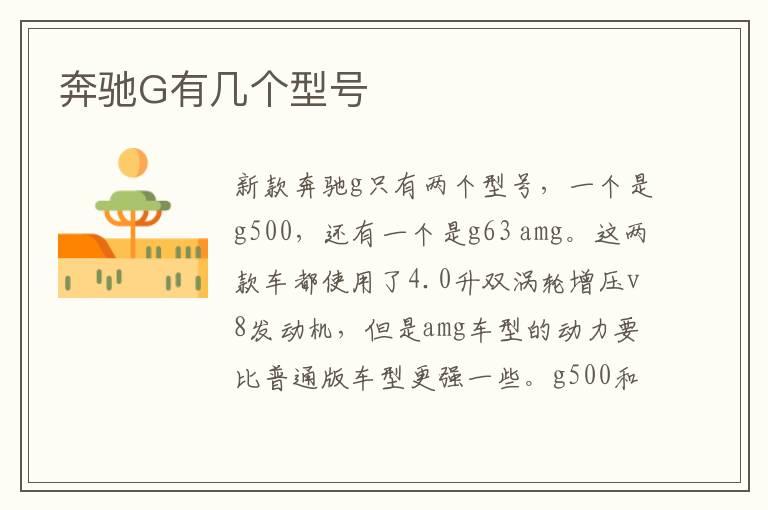 奔驰G有几个型号