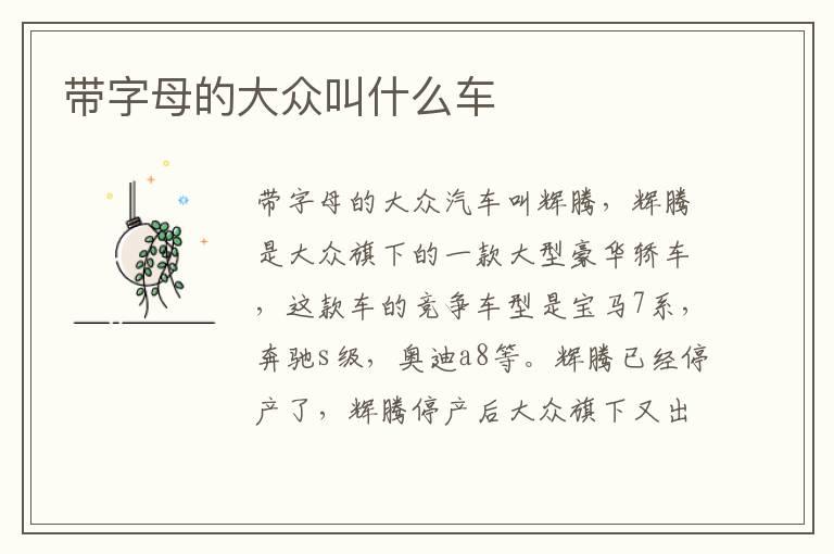 带字母的大众叫什么车